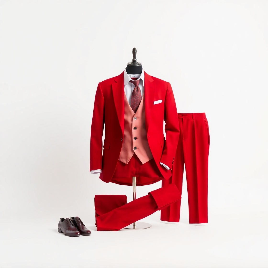 Costume Homme 3 Pièces Rouge Bourgogne - Image 3