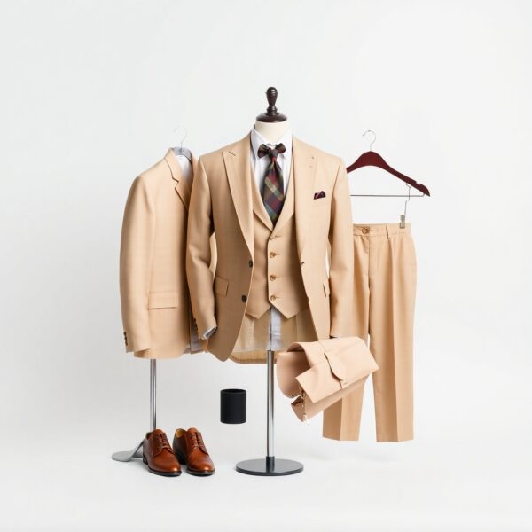 Costume Homme 3 Pièces Beige Sablé