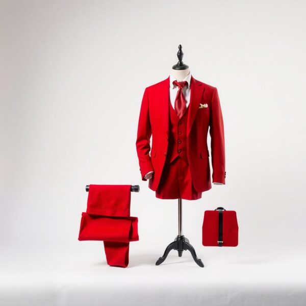 Costume Homme 3 Pièces Rouge Bourgogne