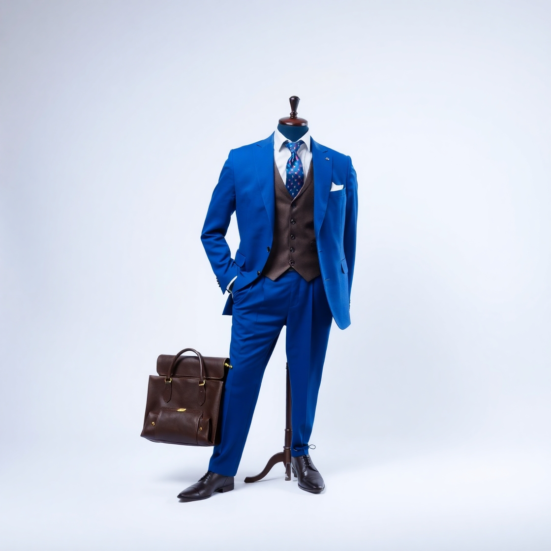 Costume Homme 3 Pièces Bleu - Image 4