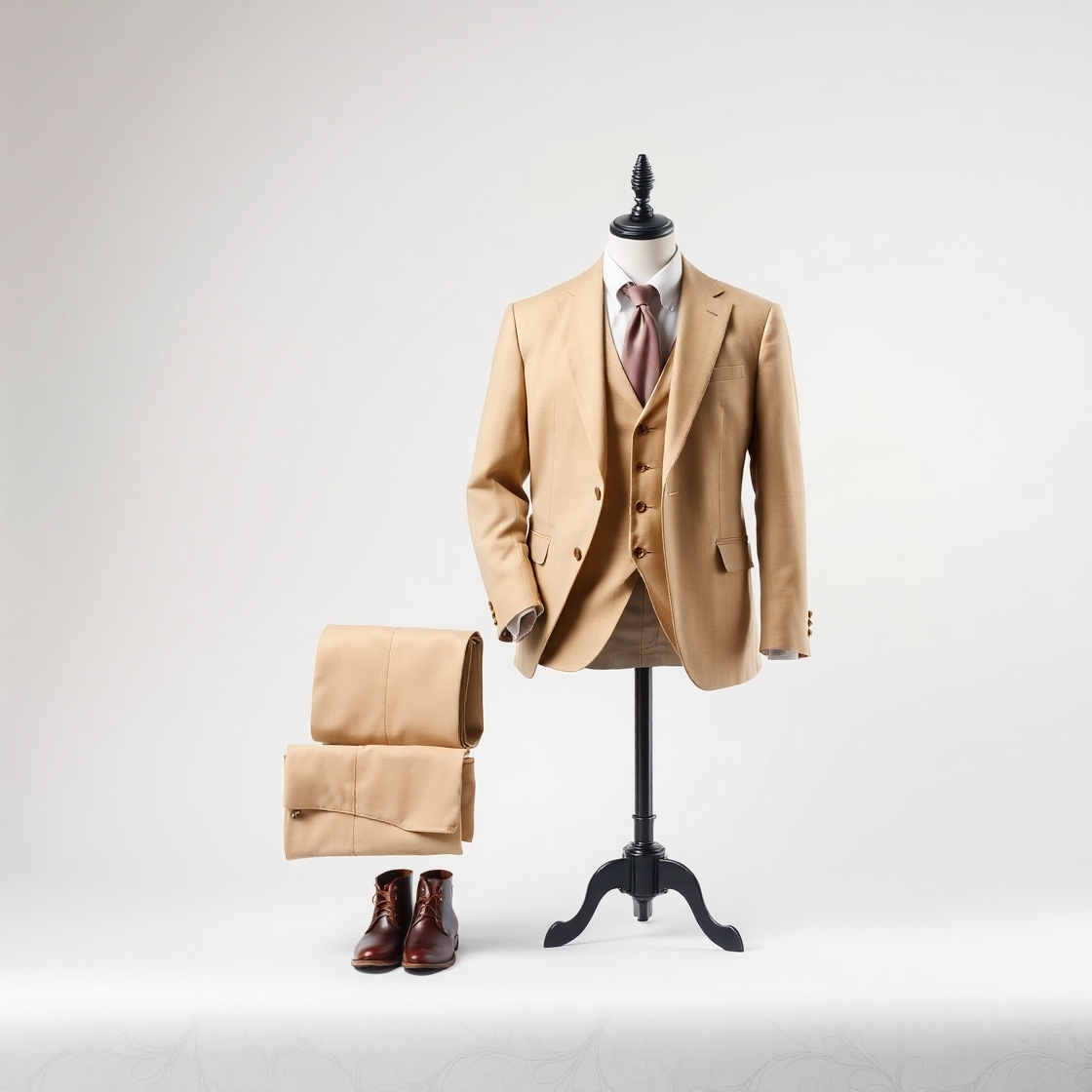 Costume Homme 3 Pièces Beige Sablé - Image 4